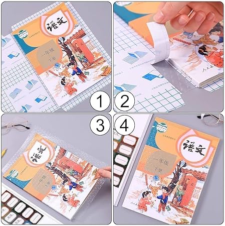 Transparent Book Cover Stickers [30 Pcs- 3 Different Sizes -10 Each]