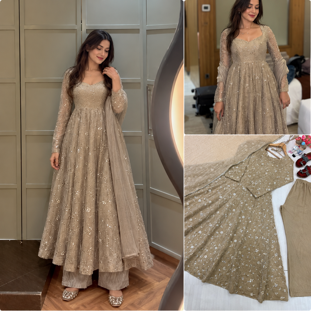 Savena Anarkali Gown Set - Front Detail