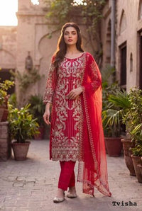 Designer Embroidered Palazzo Suit – 3-Piece Net Suit with Moti Work view 2