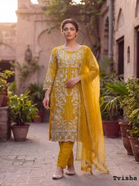 Designer Embroidered Palazzo Suit – 3-Piece Net Suit with Moti Work view 3