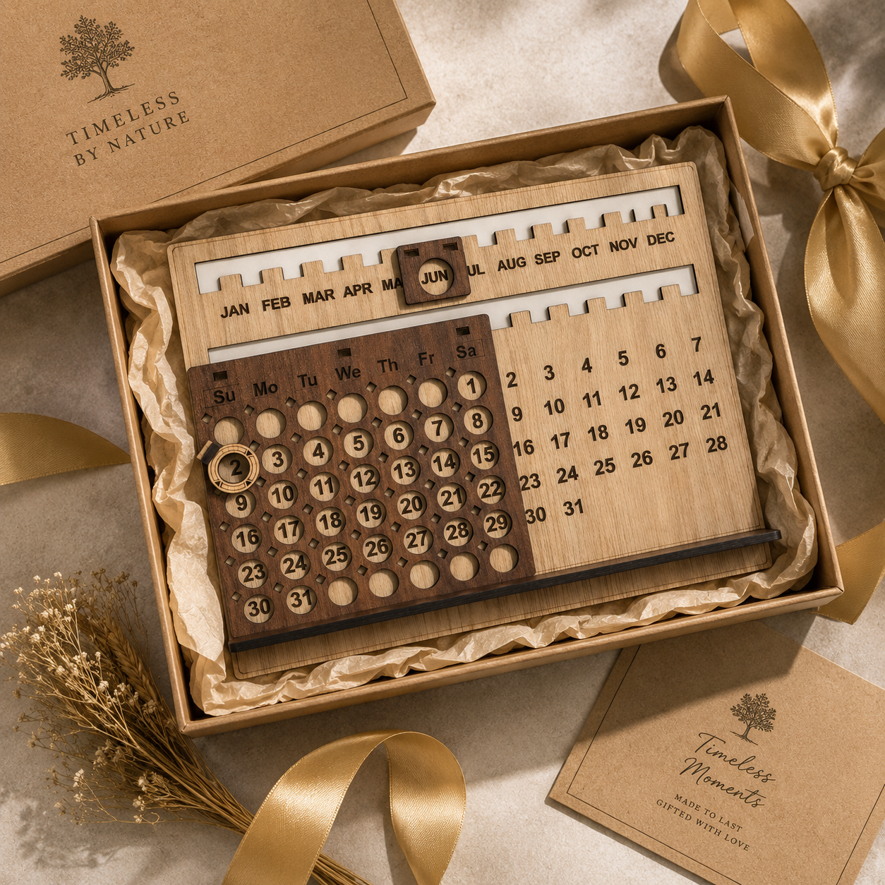 Wooden Lifetime Desk Calendar