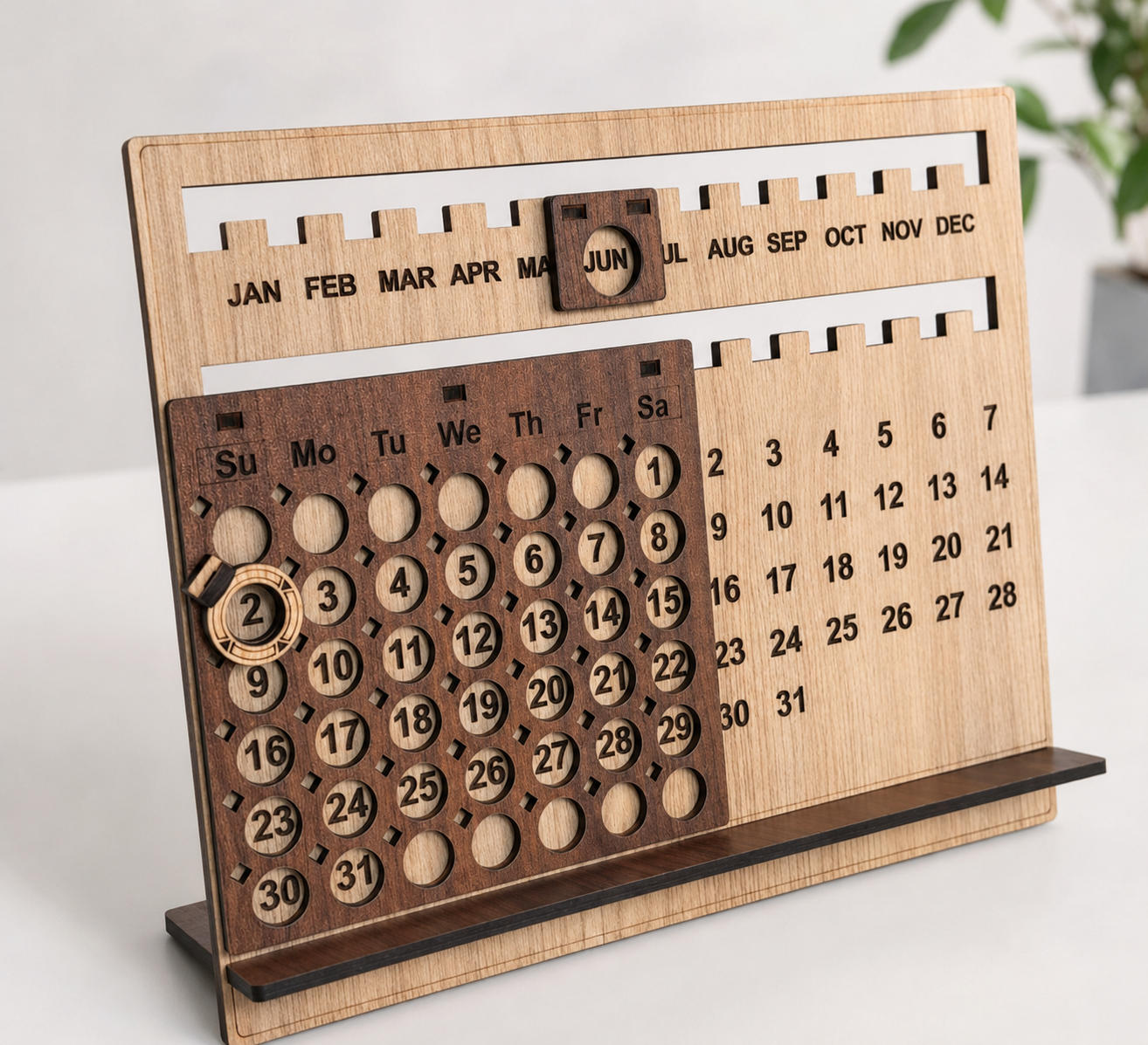 Wooden Lifetime Desk Calendar