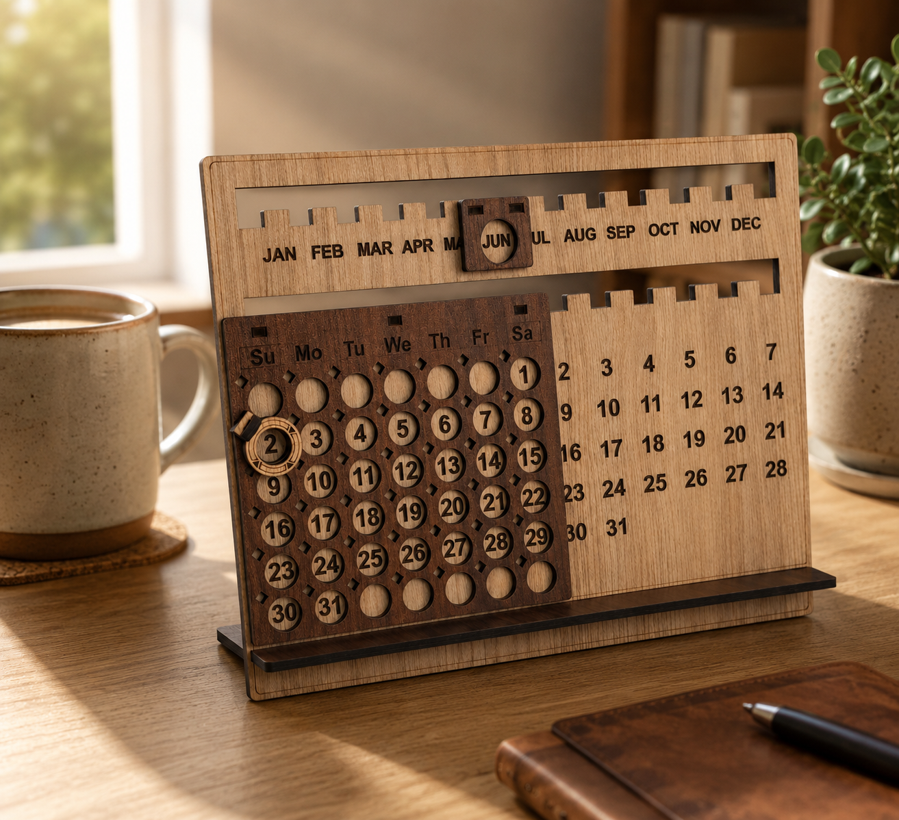 Wooden Lifetime Desk Calendar