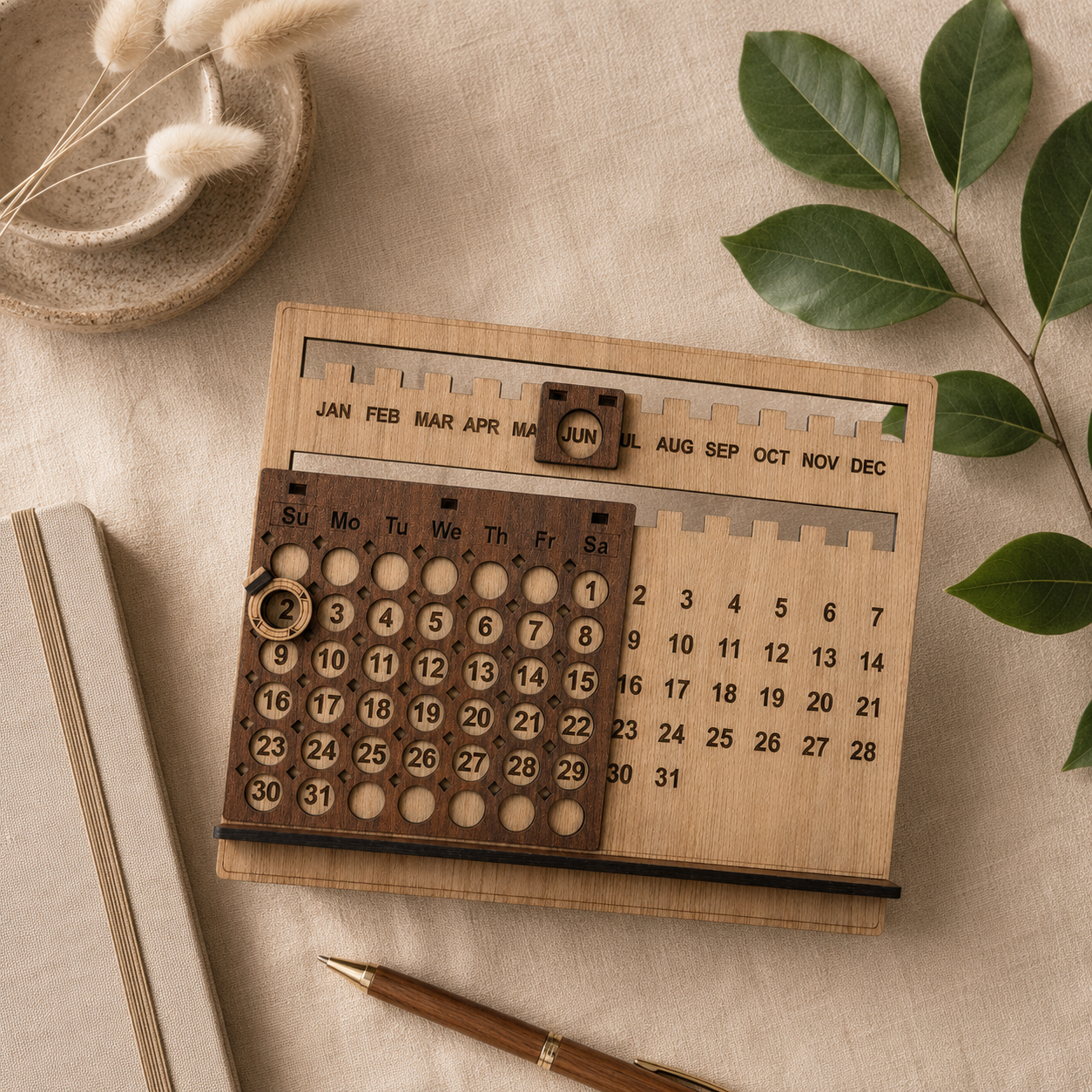 Wooden Lifetime Desk Calendar