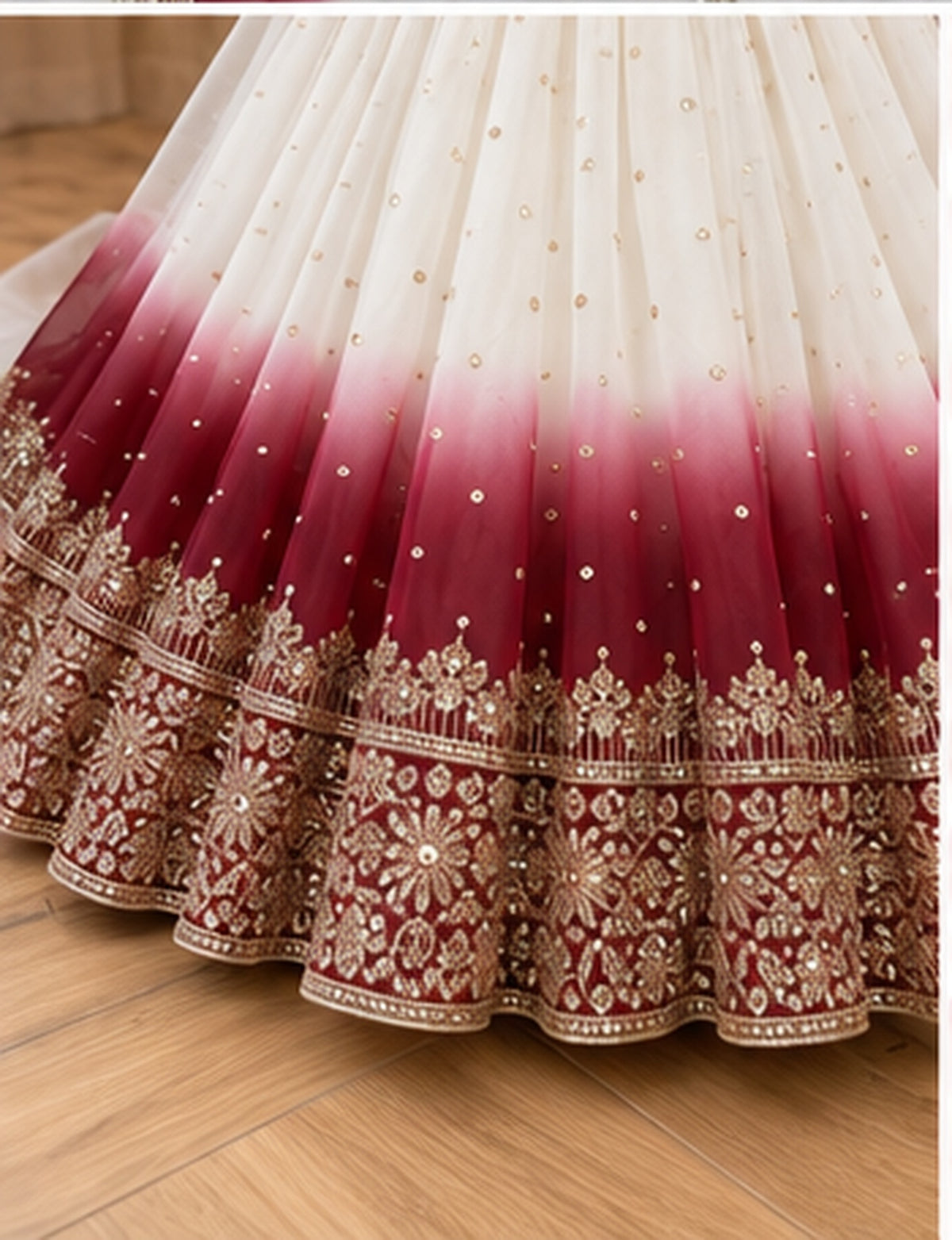 SAVENA D-1006 Anarkali gown hem and embroidery detail